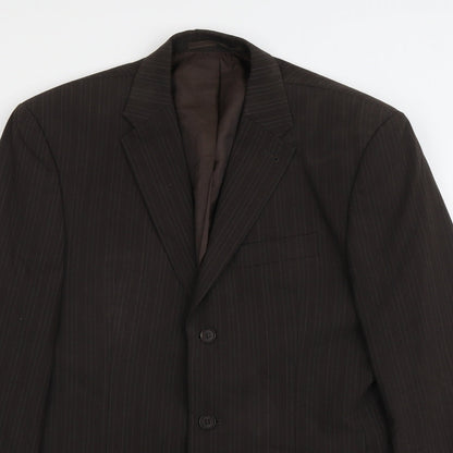 Next Mens Brown Striped Wool Jacket Suit Jacket Size M Regular