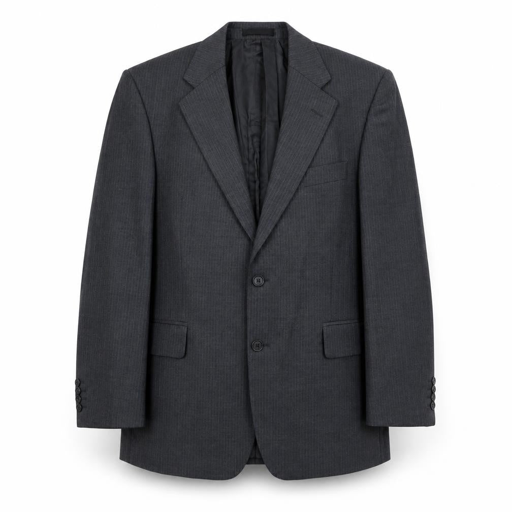 BHS Mens Grey Striped Polyester Jacket Suit Jacket Size L Regular