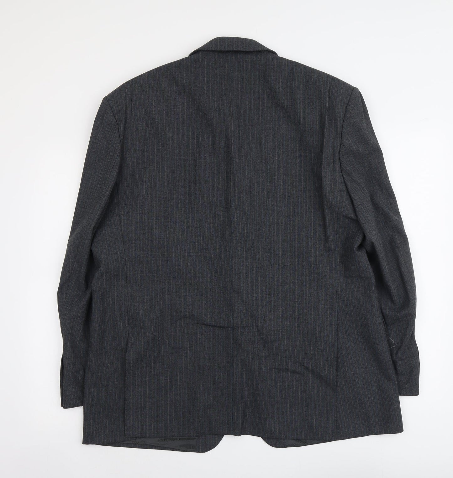 BHS Mens Grey Striped Polyester Jacket Suit Jacket Size L Regular