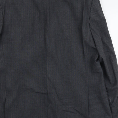 BHS Mens Grey Striped Polyester Jacket Suit Jacket Size L Regular