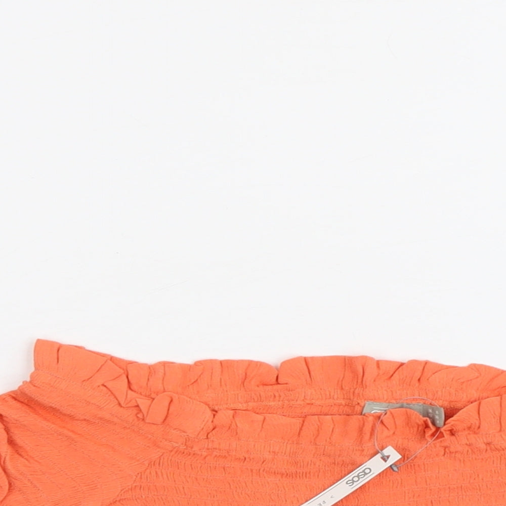 ASOS Womens Orange Viscose Cropped Tank Size 8 Off the Shoulder