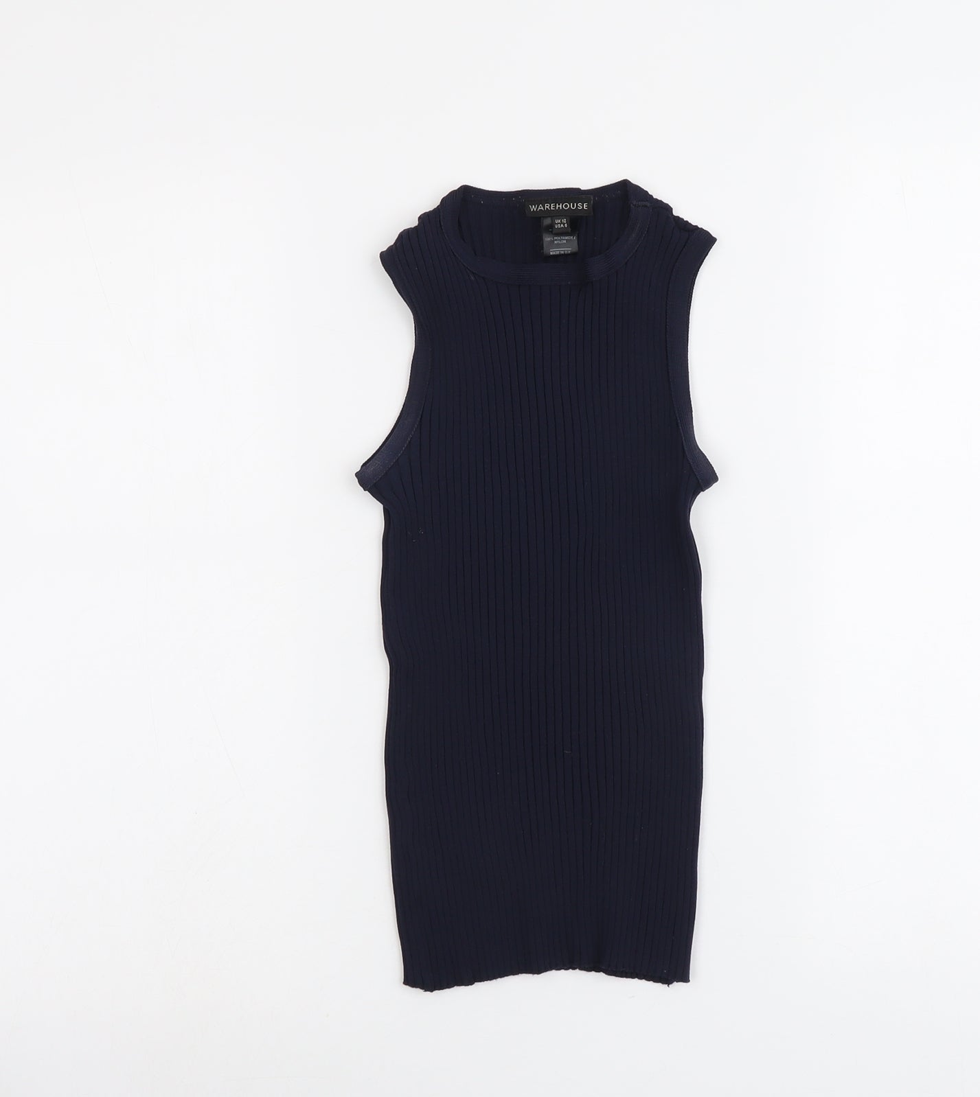 Warehouse Womens Blue Polyamide Basic Tank Size 12 Round Neck
