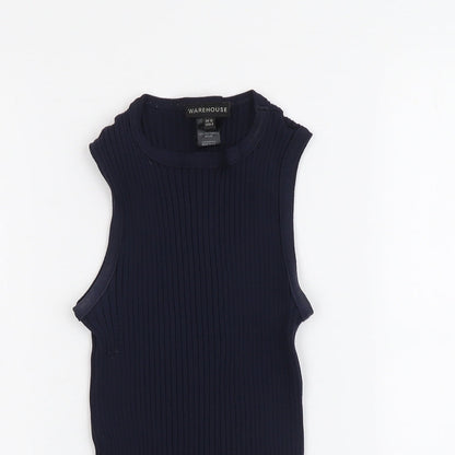 Warehouse Womens Blue Polyamide Basic Tank Size 12 Round Neck