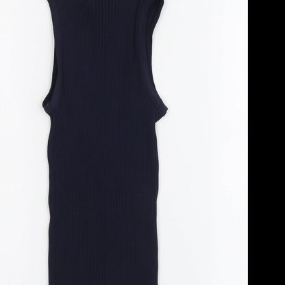 Warehouse Womens Blue Polyamide Basic Tank Size 12 Round Neck
