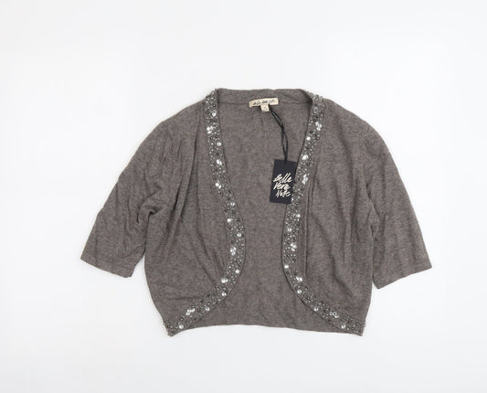 Belle Vere Notte Womens Brown V-Neck Viscose Cardigan Jumper Size 12