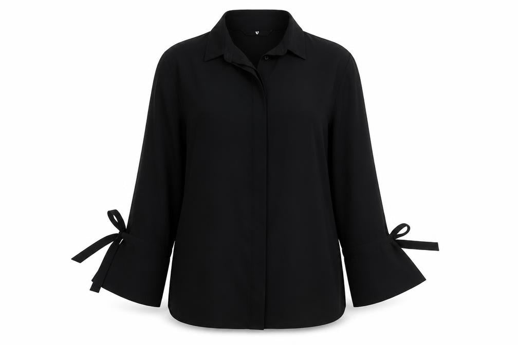 V By Very Womens Black Polyester Basic Button-Up Size 12 V-Neck