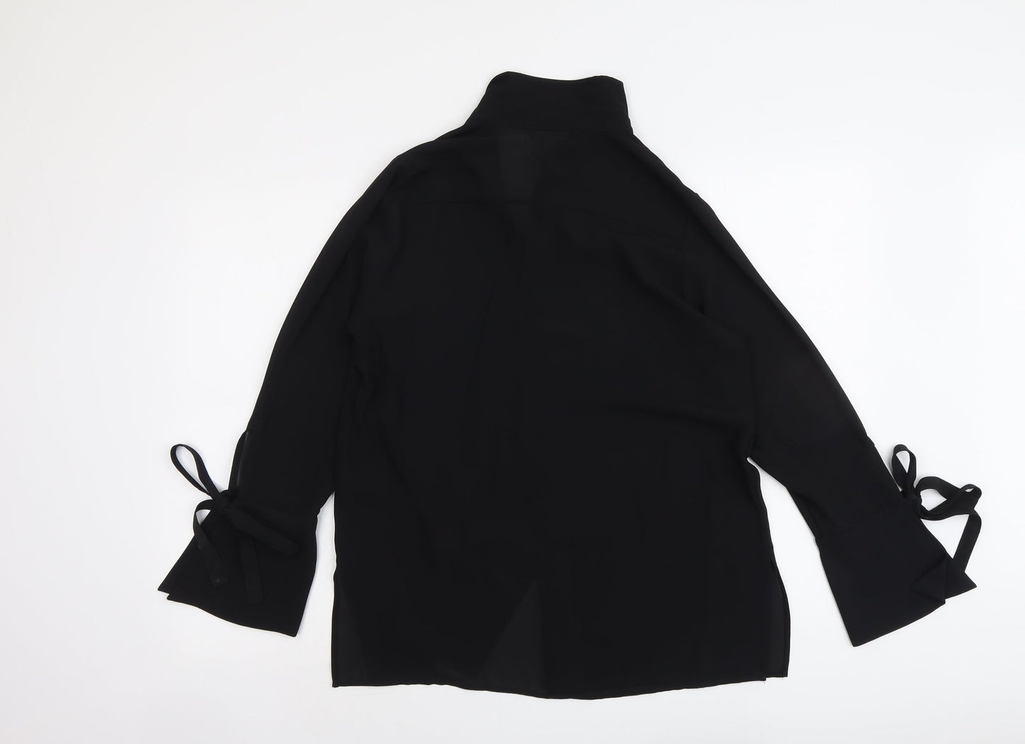 V By Very Womens Black Polyester Basic Button-Up Size 12 V-Neck