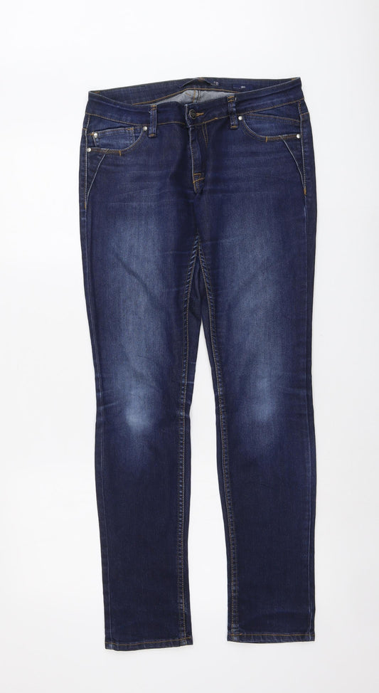 RESERVED Womens Blue Cotton Straight Jeans Size 29 in L32 in Regular Button