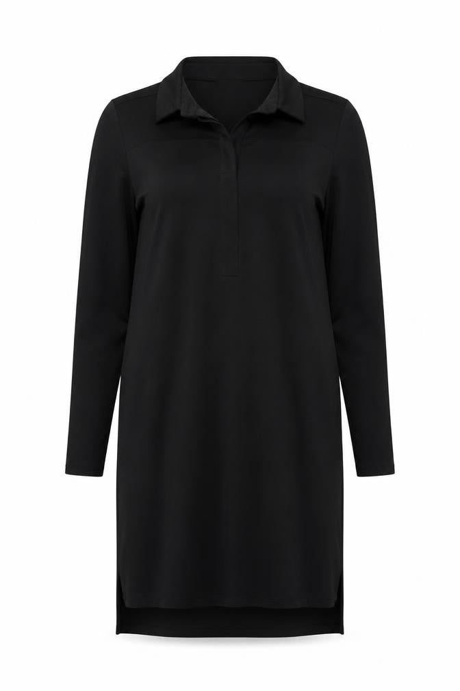 Warehouse Womens Black Polyester Shirt Dress Size 10 Collared Button