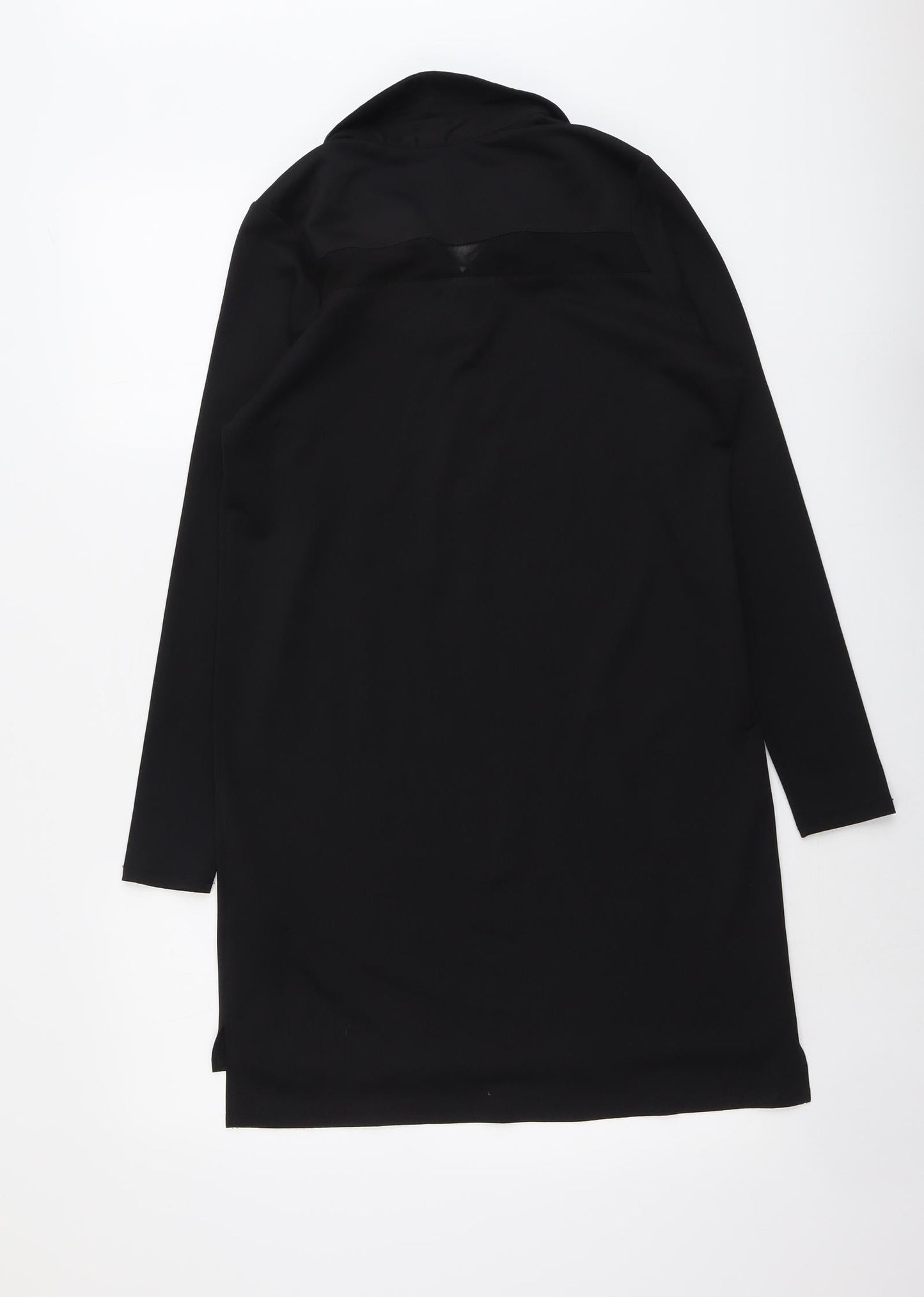 Warehouse Womens Black Polyester Shirt Dress Size 10 Collared Button