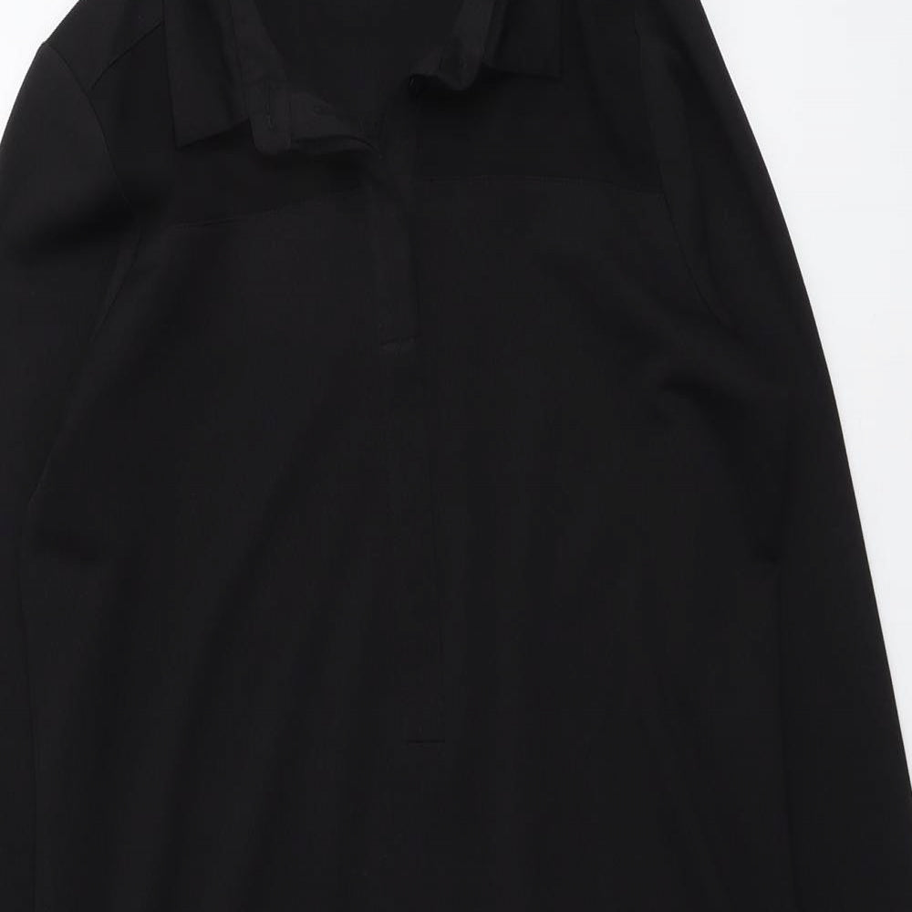 Warehouse Womens Black Polyester Shirt Dress Size 10 Collared Button