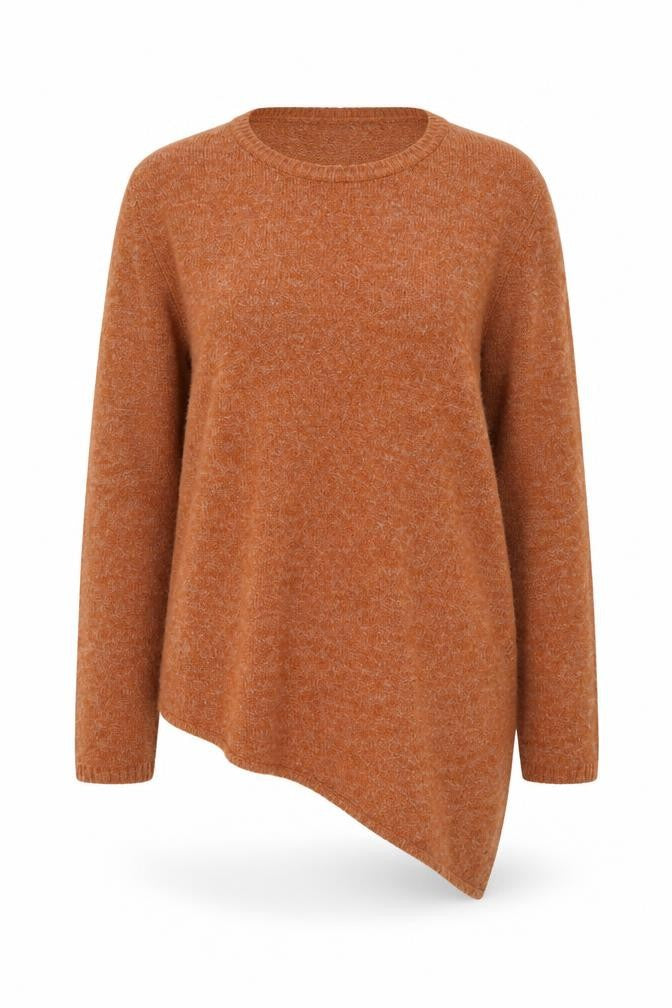 Lottie Womens Brown Round Neck Herringbone Acrylic Pullover Jumper Size 12