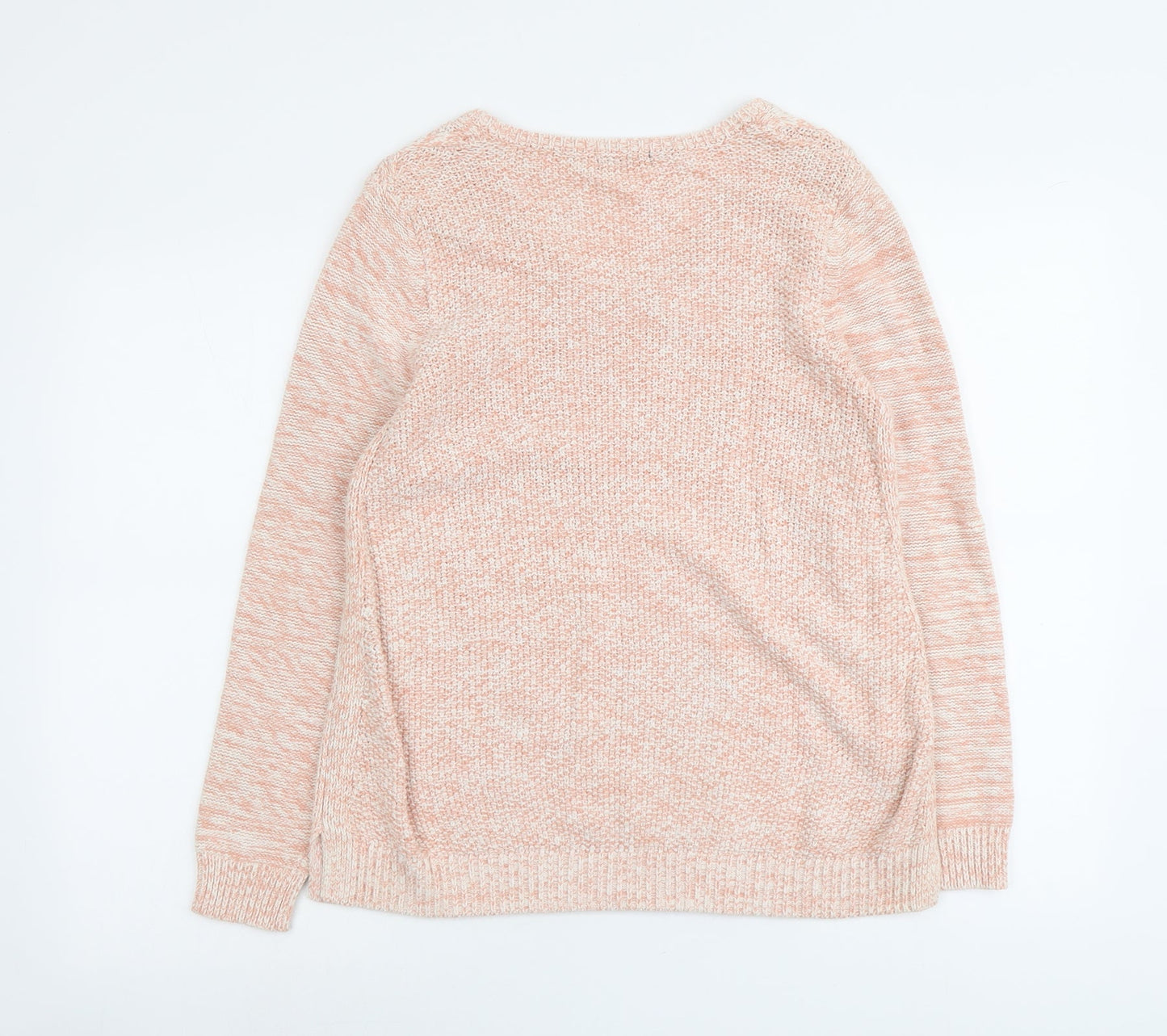 M&Co Womens Pink V-Neck Acrylic Pullover Jumper Size 14