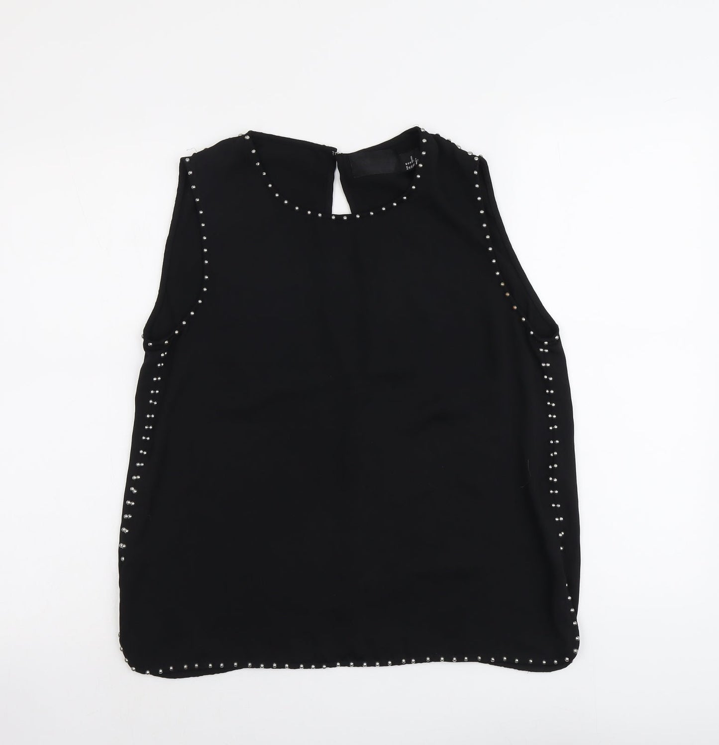 H&M Womens Black Polyester Basic Blouse Size 12 Round Neck