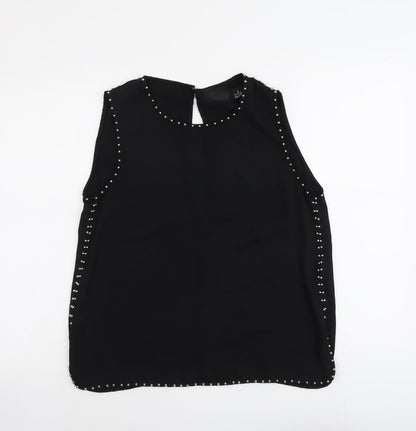 H&M Womens Black Polyester Basic Blouse Size 12 Round Neck