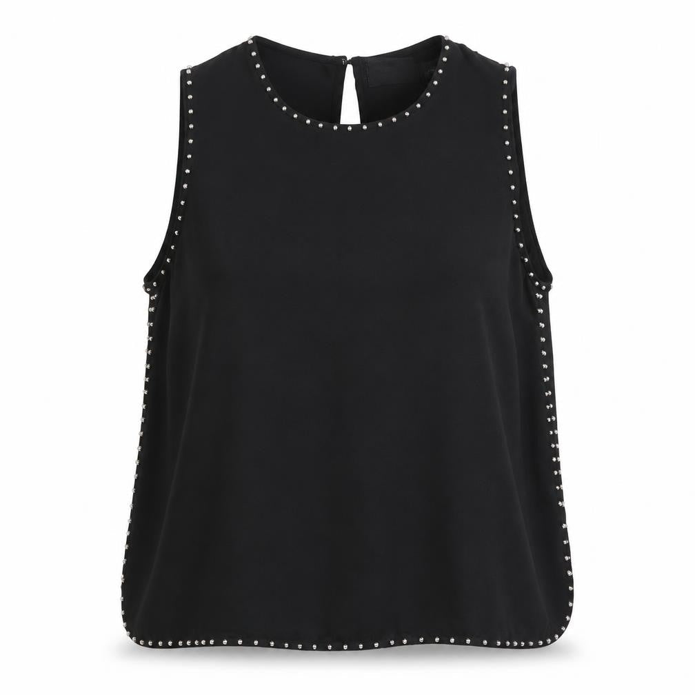 H&M Womens Black Polyester Basic Blouse Size 12 Round Neck