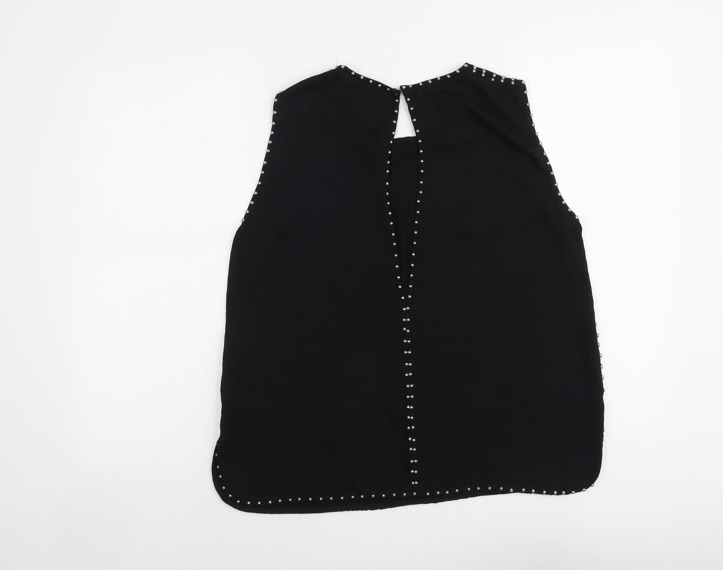 H&M Womens Black Polyester Basic Blouse Size 12 Round Neck