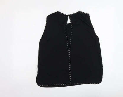 H&M Womens Black Polyester Basic Blouse Size 12 Round Neck