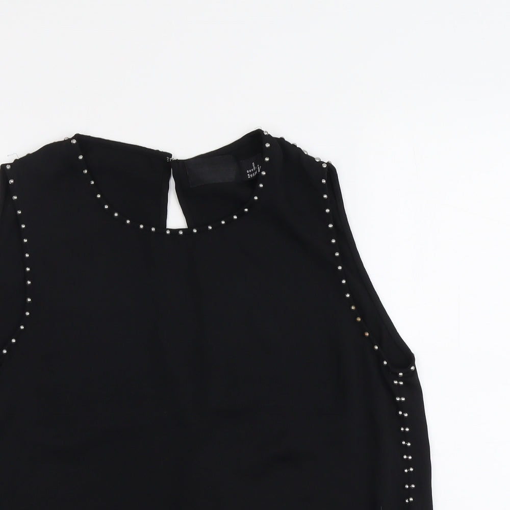 H&M Womens Black Polyester Basic Blouse Size 12 Round Neck