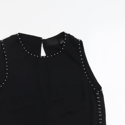 H&M Womens Black Polyester Basic Blouse Size 12 Round Neck