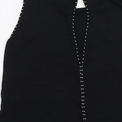 H&M Womens Black Polyester Basic Blouse Size 12 Round Neck