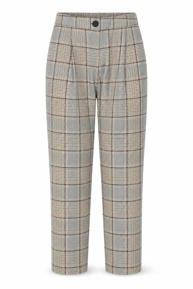 New Look Womens Beige Plaid Polyester Carrot Trousers Size 10 L28 in Regular Button