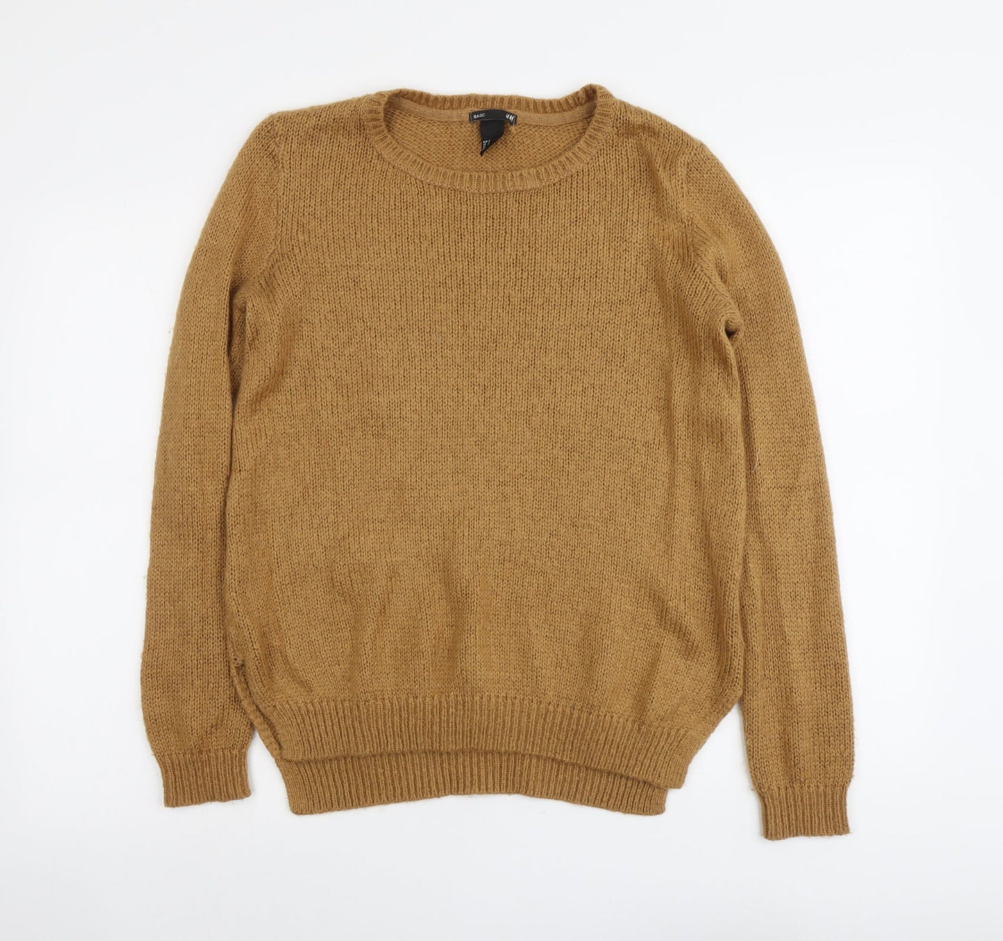 H&M Womens Brown Round Neck Acrylic Pullover Jumper Size S