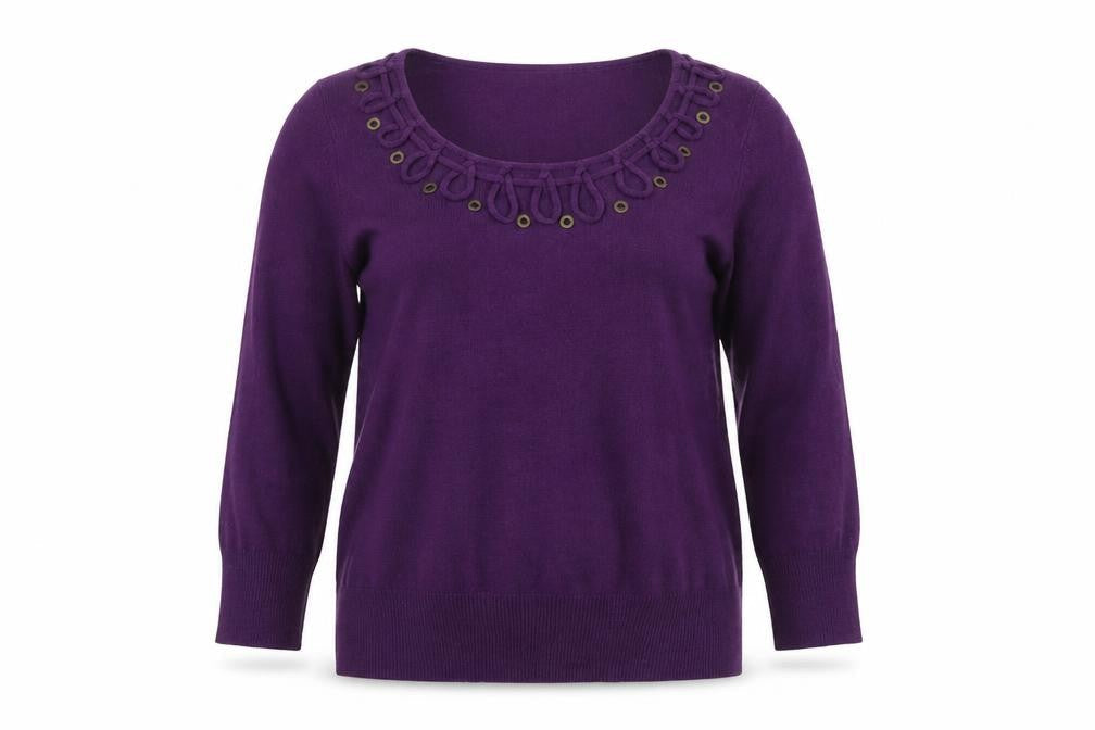 Per Una Womens Purple Round Neck Acrylic Pullover Jumper Size 10