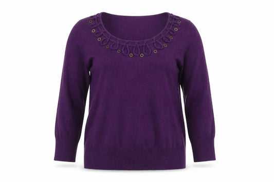 Per Una Womens Purple Round Neck Acrylic Pullover Jumper Size 10