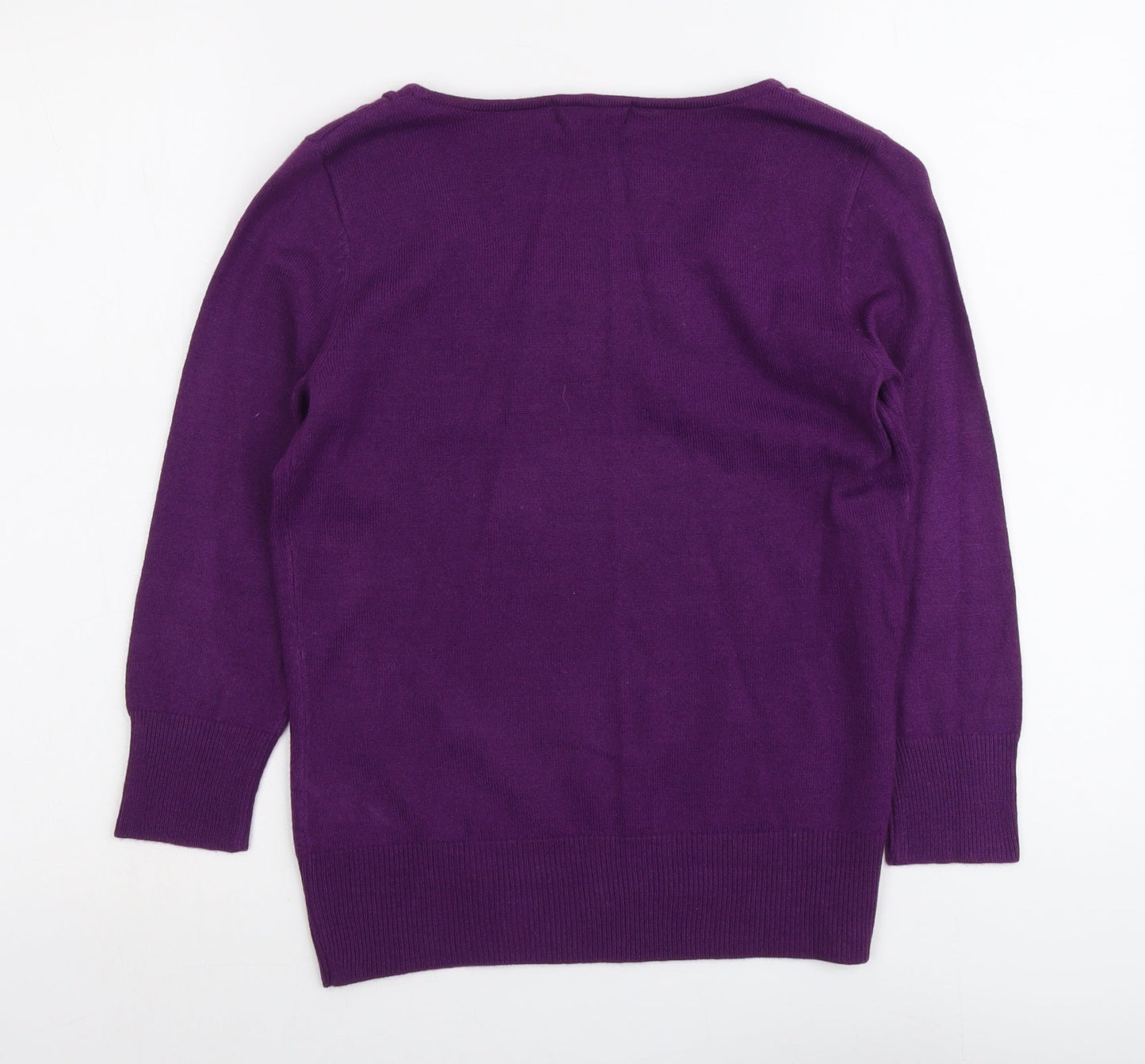 Per Una Womens Purple Round Neck Acrylic Pullover Jumper Size 10