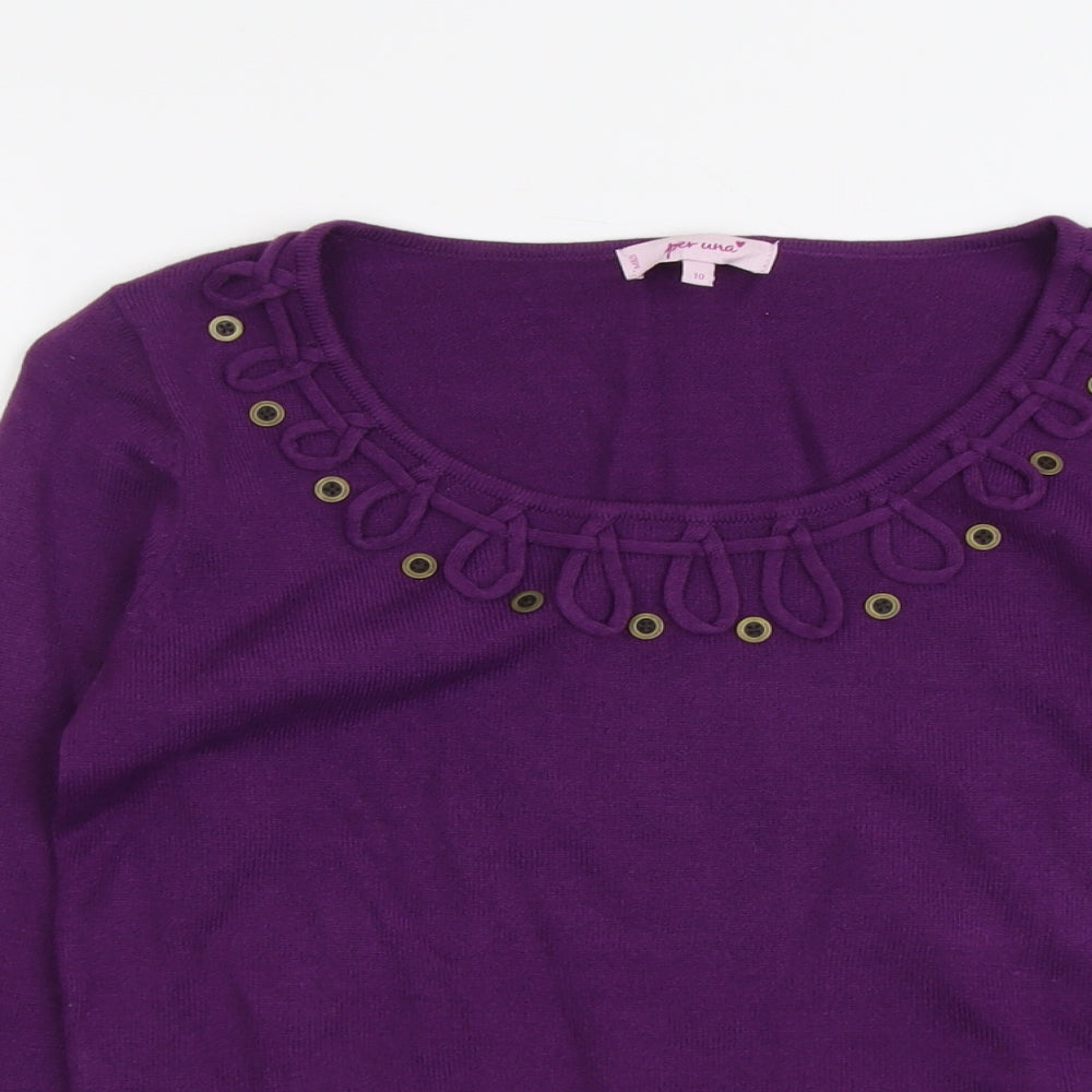 Per Una Womens Purple Round Neck Acrylic Pullover Jumper Size 10