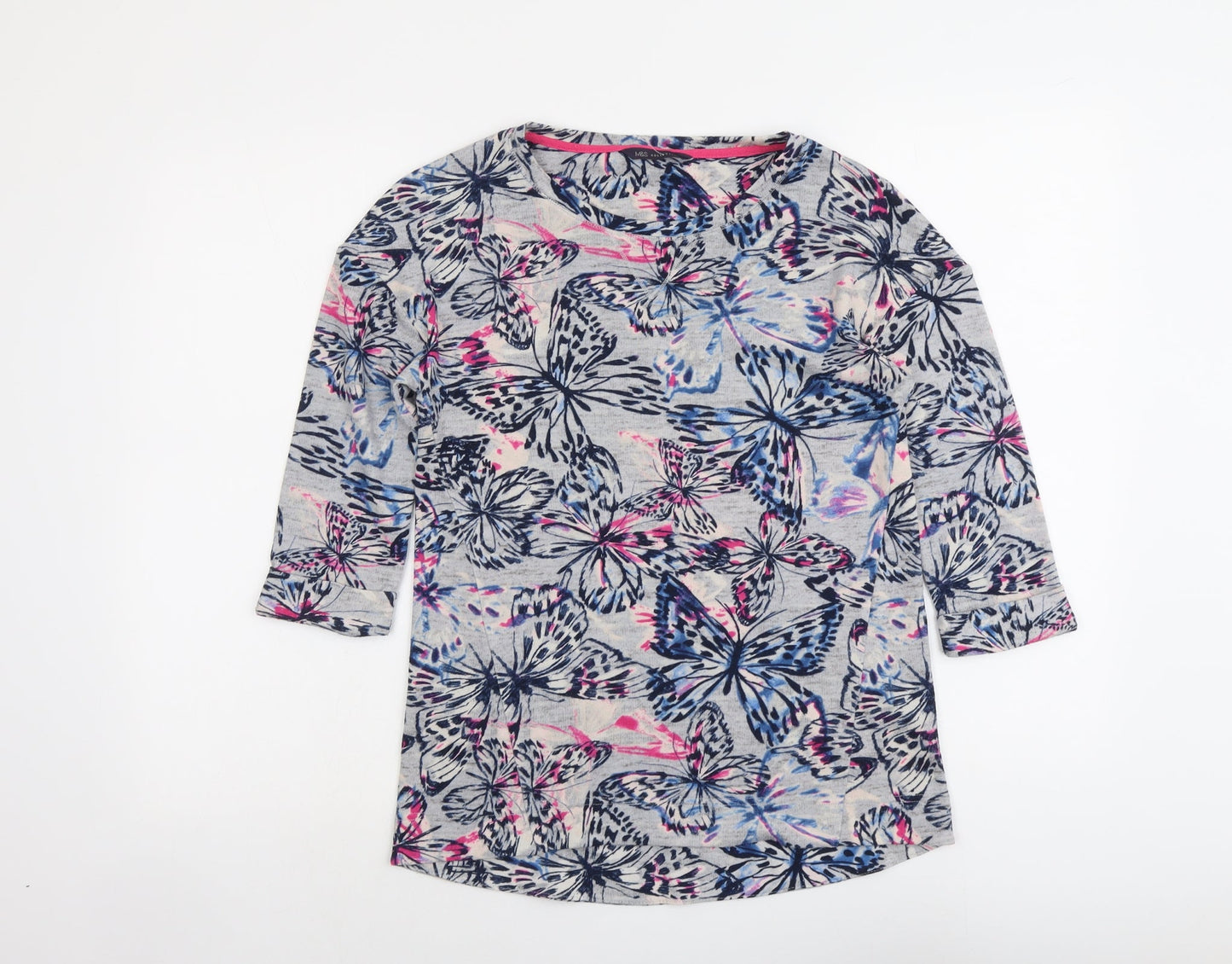 Marks and Spencer Womens Multicoloured Round Neck Geometric Polyester Pullover Jumper Size 8 - Butterfly Pattern