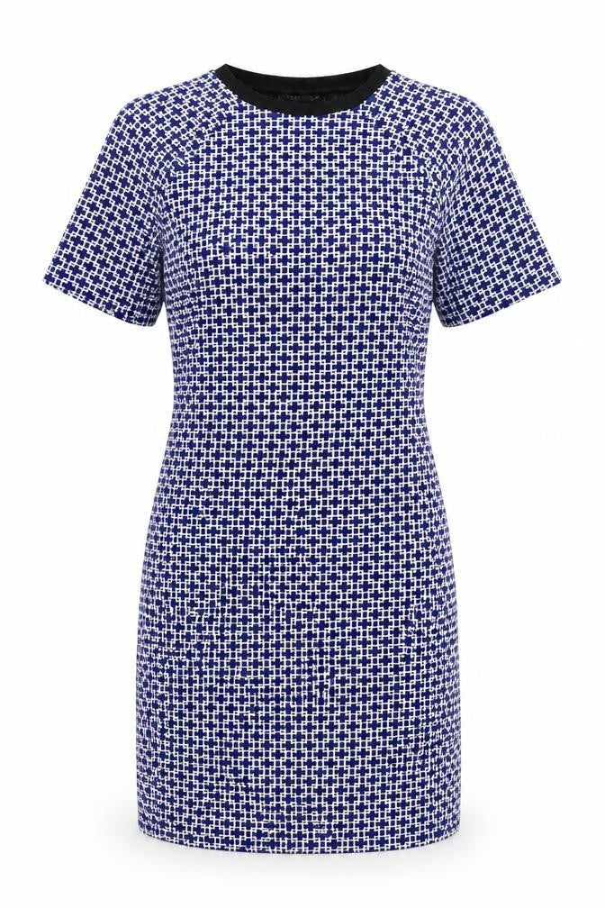 Topshop Womens Blue Geometric Polyester A-Line Size 8 Round Neck Pullover