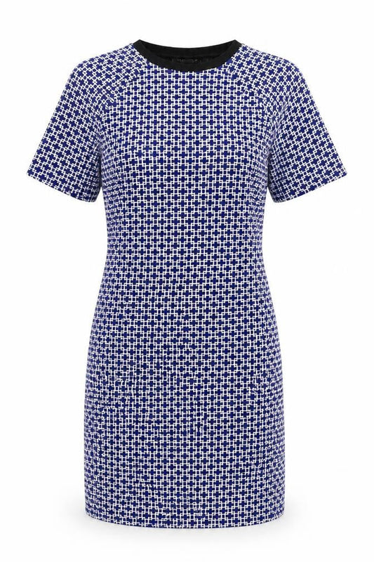 Topshop Womens Blue Geometric Polyester A-Line Size 8 Round Neck Pullover