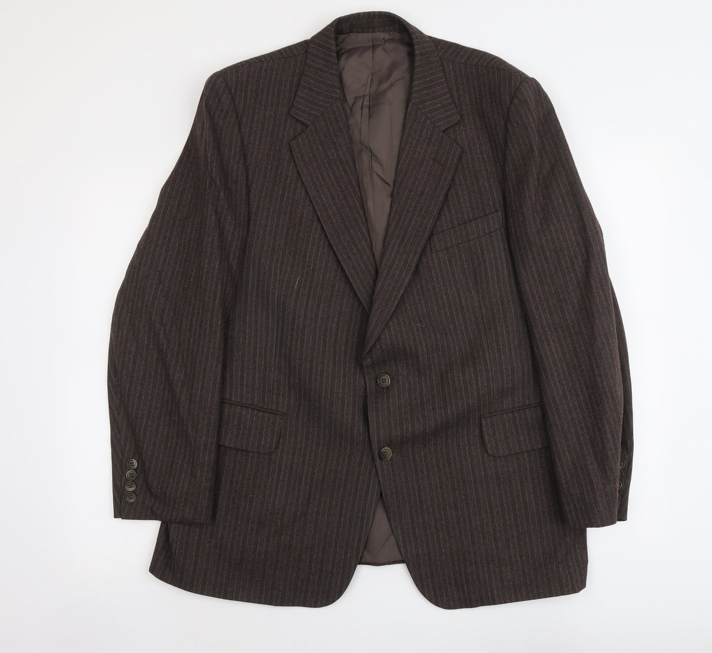 Marks and Spencer Mens Brown Striped Wool Jacket Suit Jacket Size L Regular
