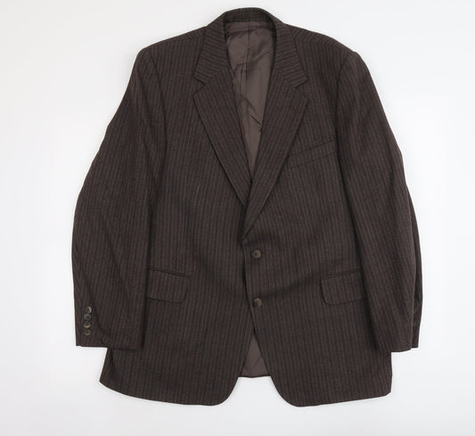 Marks and Spencer Mens Brown Striped Wool Jacket Suit Jacket Size L Regular