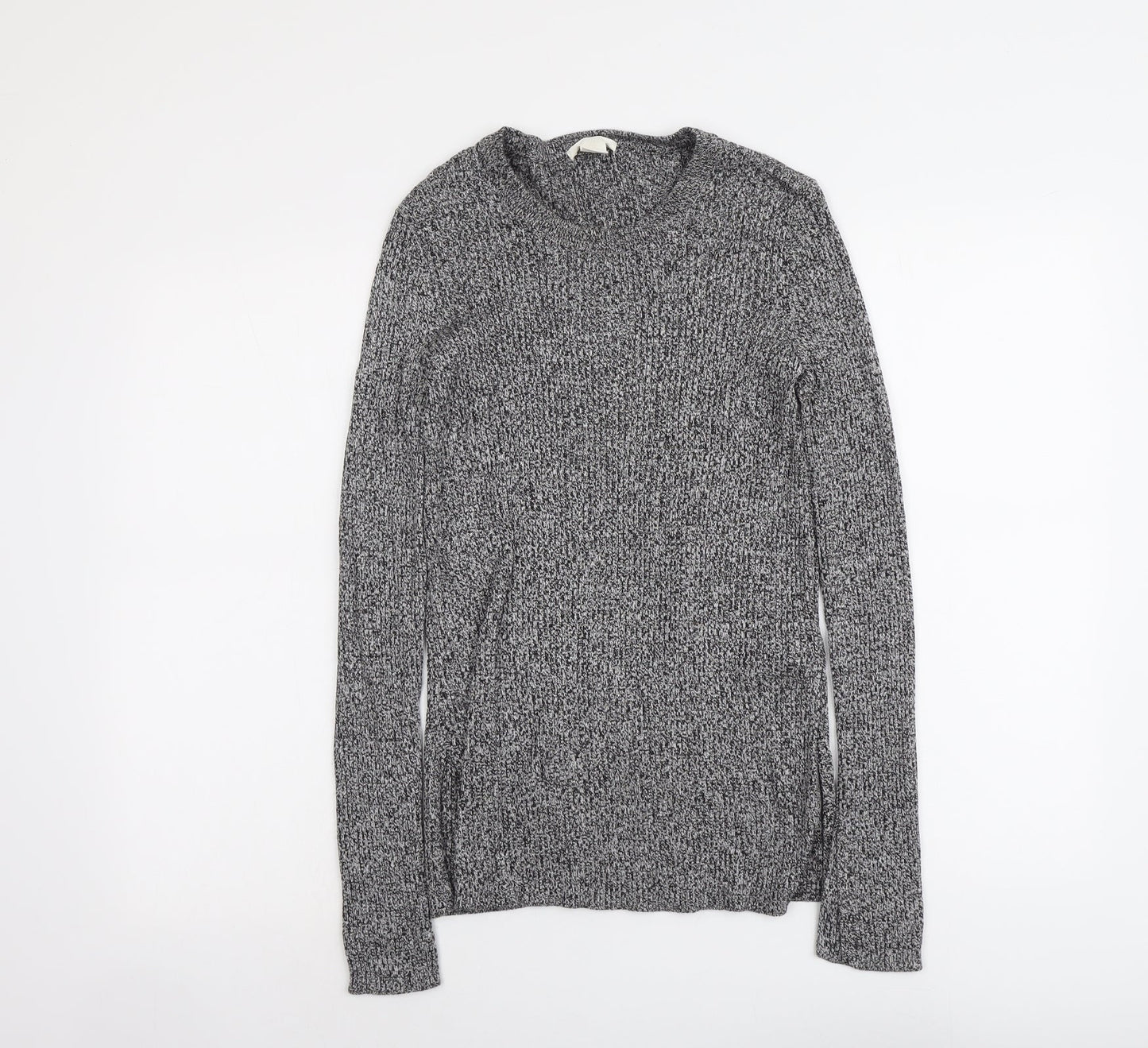 H&M Womens Grey Round Neck Cotton Pullover Jumper Size S