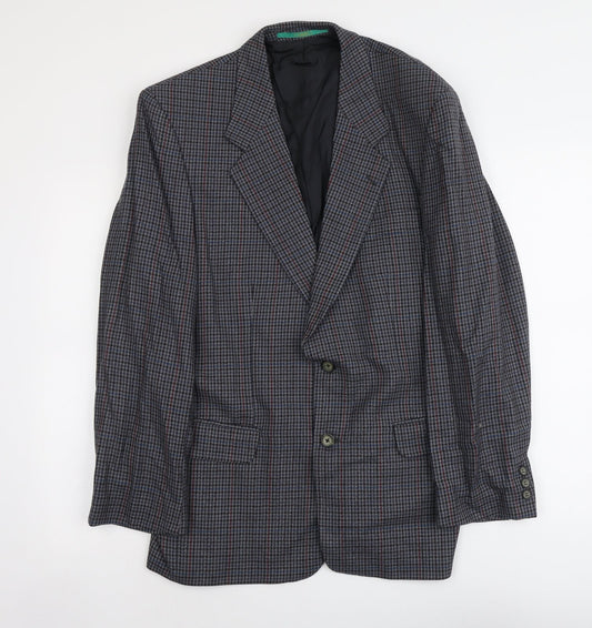 C&A Mens Blue Geometric Wool Jacket Blazer Size M Regular