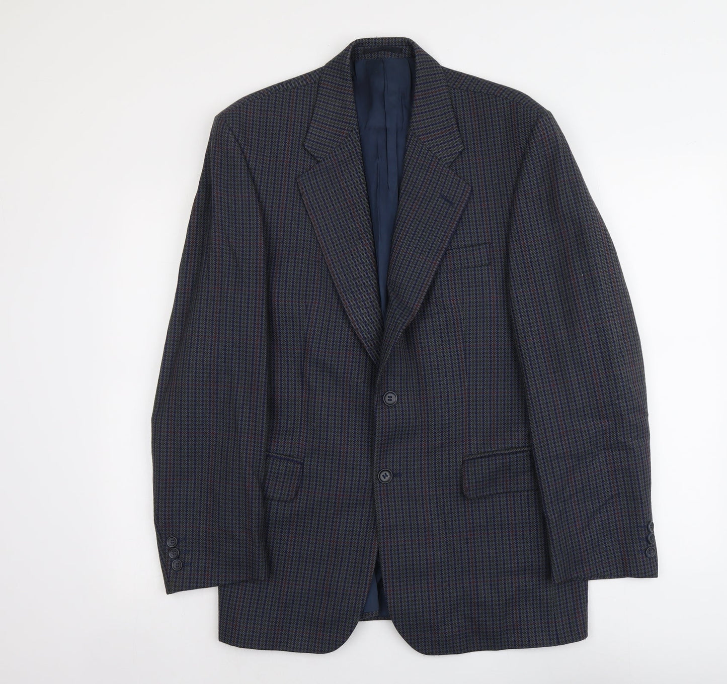 Lee Greenwood Mens Blue Geometric Wool Jacket Suit Jacket Size M Regular