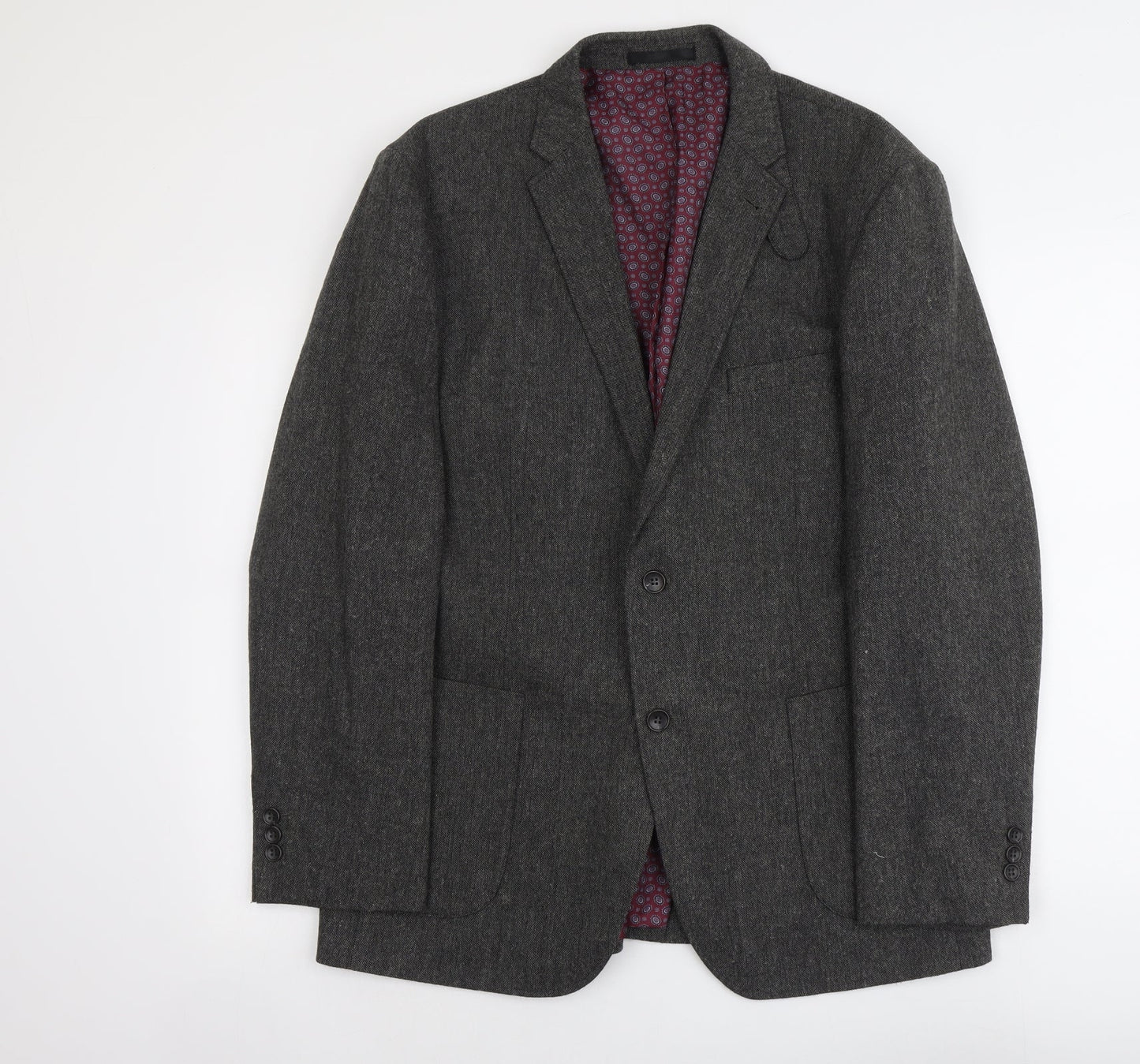 Boston Crew Mens Grey Polyester Jacket Blazer Size XL Regular