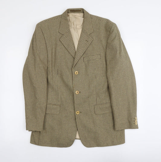 Pierro Cini Mens Beige Geometric Polyester Jacket Blazer Size L Regular