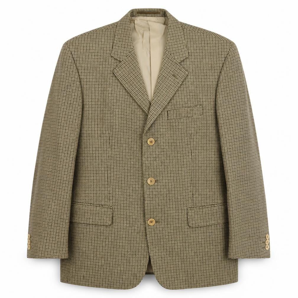 Pierro Cini Mens Beige Geometric Polyester Jacket Blazer Size L Regular