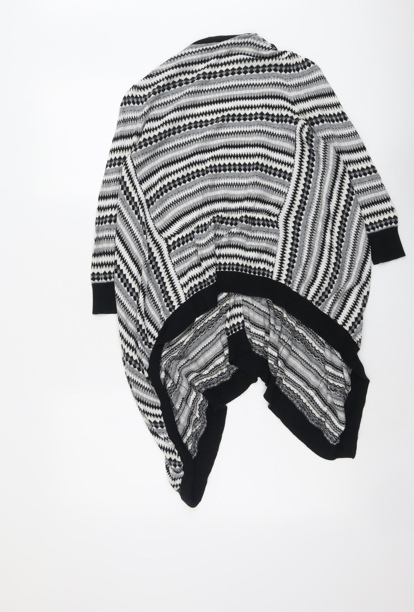 Warehouse Womens Grey V-Neck Striped Cotton Cardigan Jumper Size 6