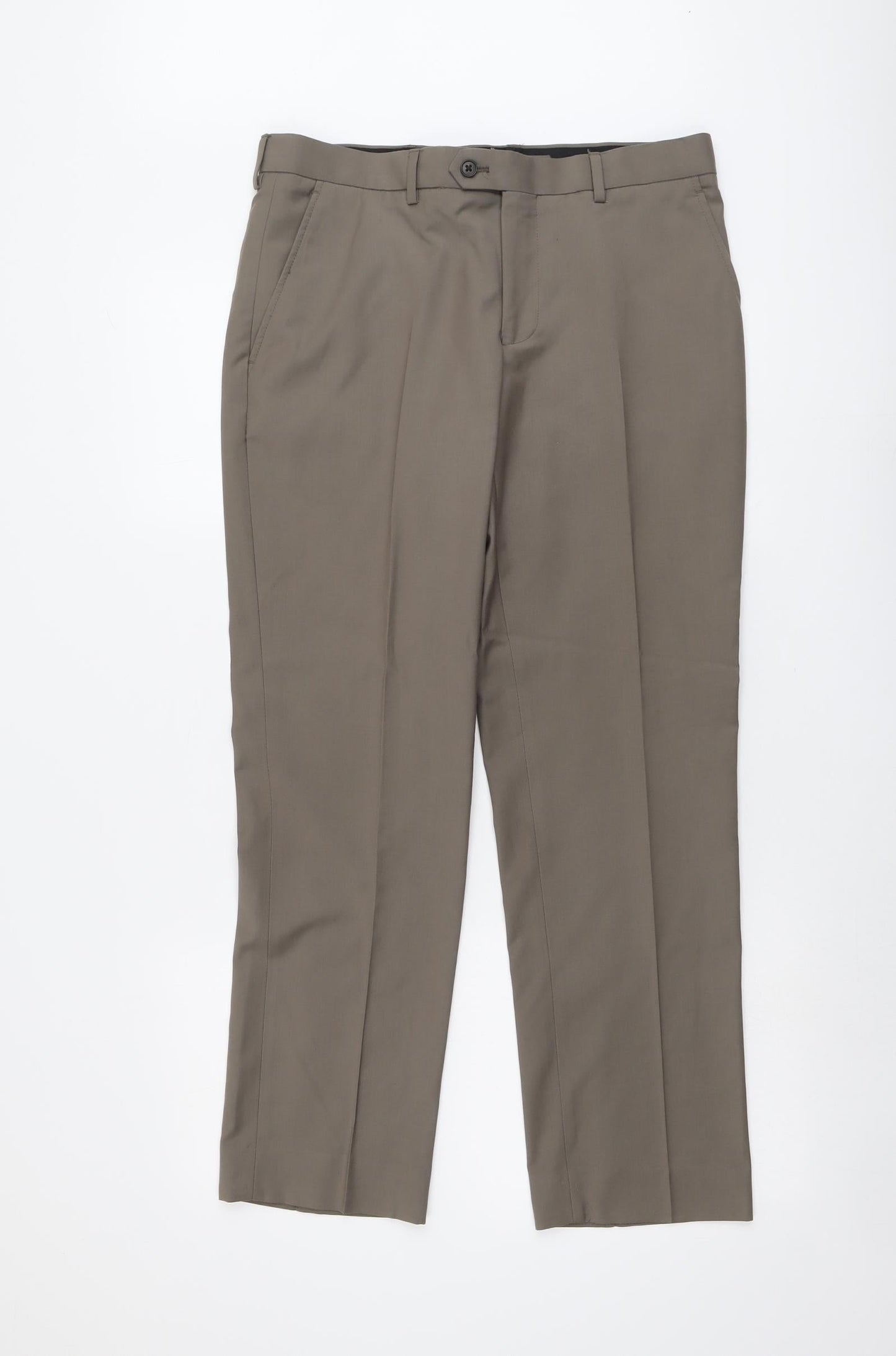 NEXT Womens Brown Polyester Chino Trousers Size 32 L29 in Regular Button