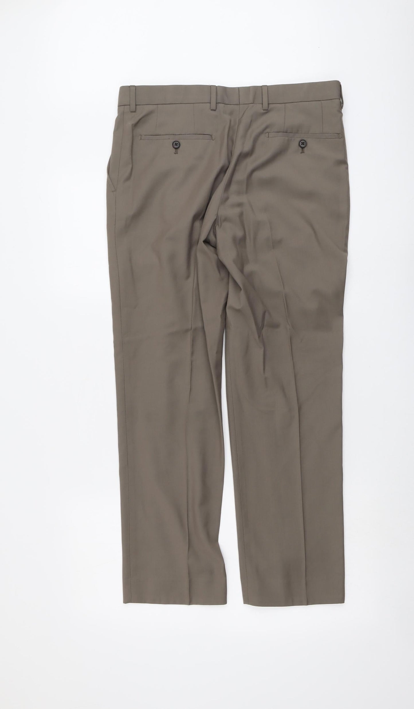 NEXT Womens Brown Polyester Chino Trousers Size 32 L29 in Regular Button