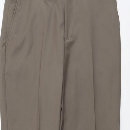 Next Womens Brown Polyester Chino Trousers Size 32 L29 in Regular Button