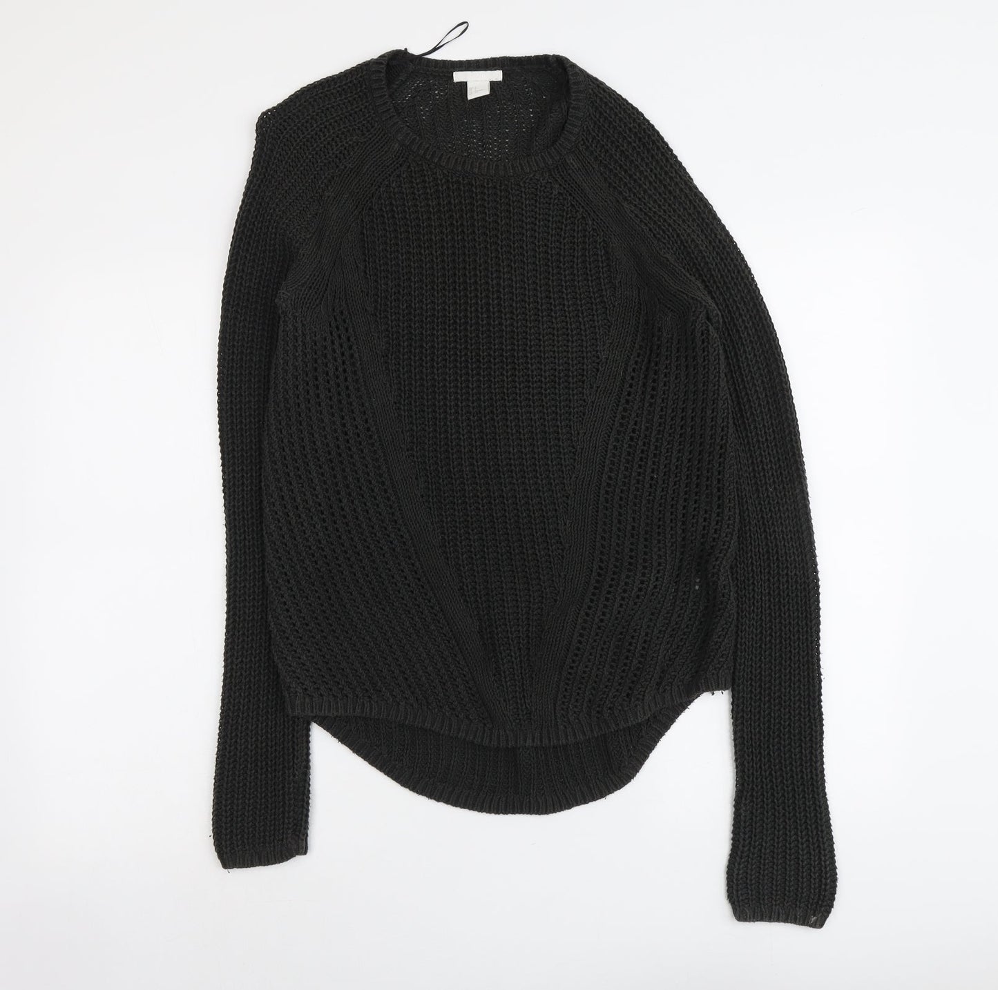 H&M Womens Green Round Neck Cotton Pullover Jumper Size S