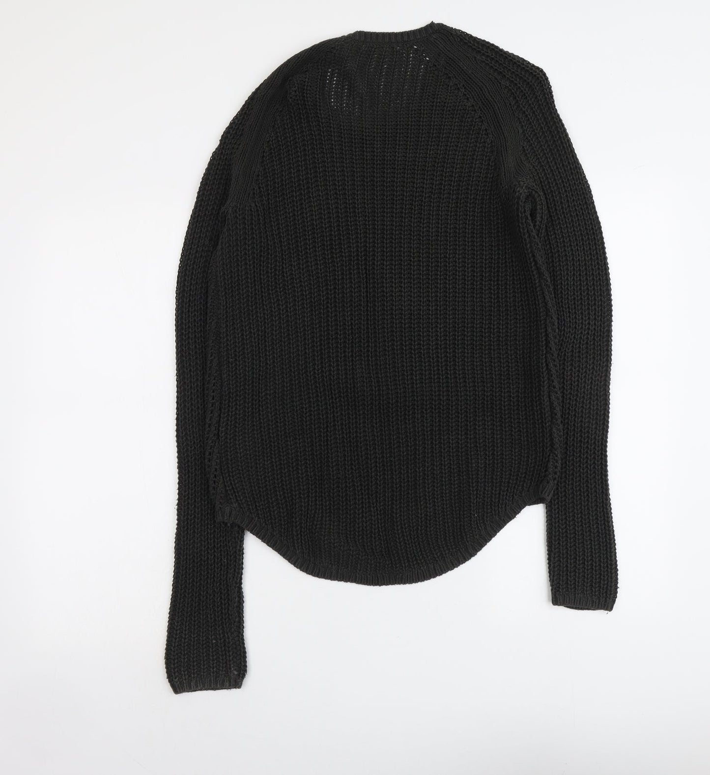 H&M Womens Green Round Neck Cotton Pullover Jumper Size S