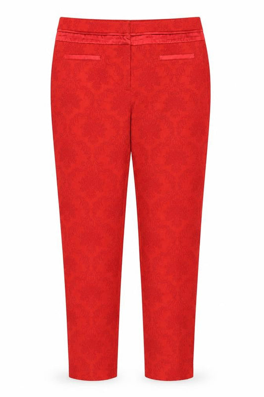 Definitions Womens Red Geometric Cotton Trousers Size 16 L29 in Regular Zip
