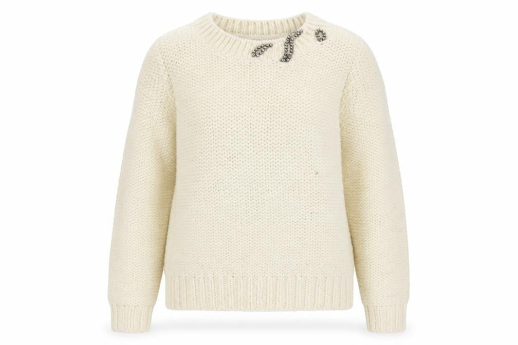 H&M Womens Ivory Round Neck Acrylic Pullover Jumper Size S